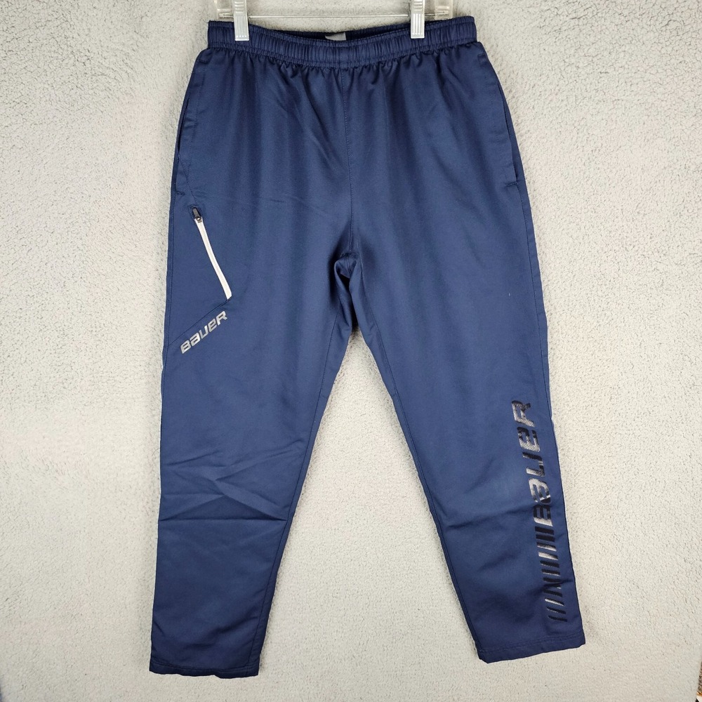 Bauer Team Lined Warm Up Pants Mens S Navy Lightweight Drawstring Athletic Fit‎